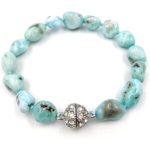 Natural Larimar Stone Bracelets for Boys - 7.5 Inch Handmade Gift Piece